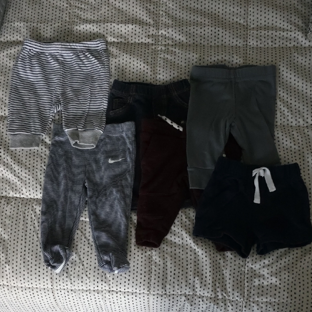 Set Of 6 - Striped and Solid Kids Bottoms Set